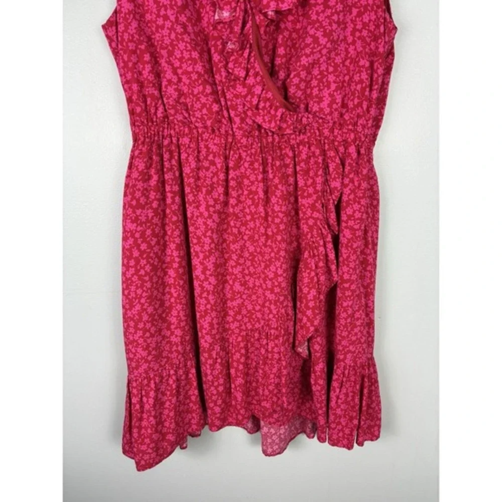 J Crew Wrap Dress Tossed Bouquet Print Sz 10 Red Pink Romantic Coquette
